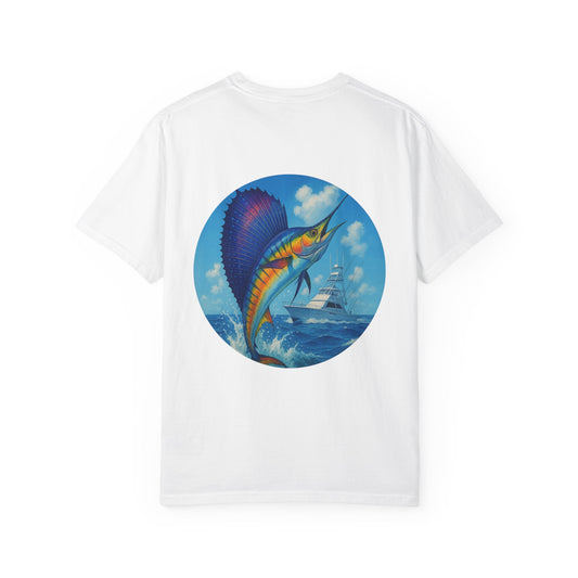 Sailfish— Family Ties Fishing T-Shirt, Unisex Garment-Dyed Tee, Gift for Fishermen, Summer Apparel, Dad Gift, Casual Wear
