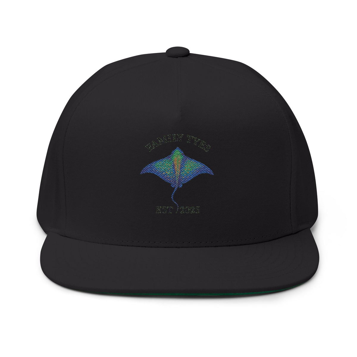 Manta Ray Embroidered Family Tyes Flat Bill Cap