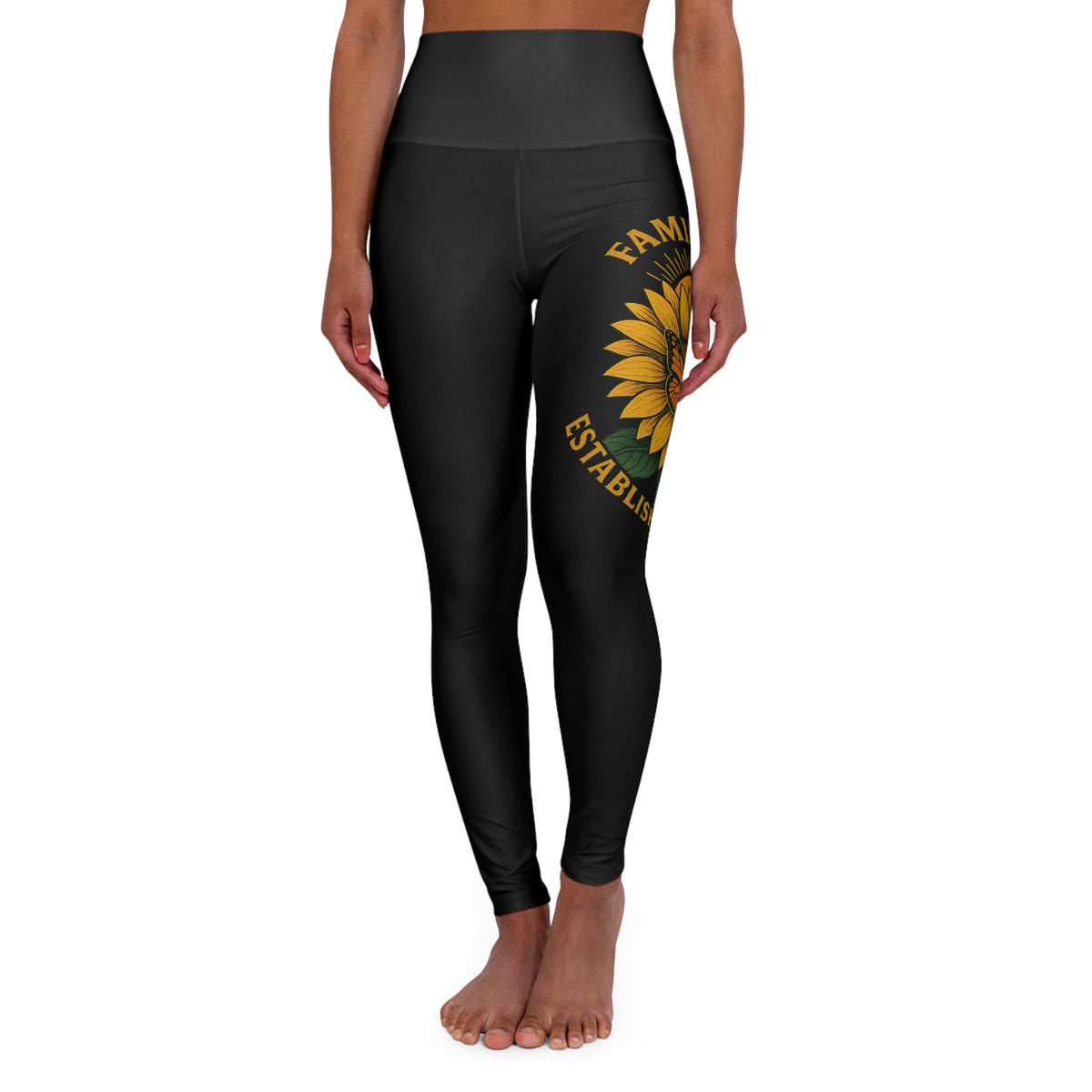 High Waisted Yoga Leggings with Sunflower Design | Comfortable & Stylish Activewear