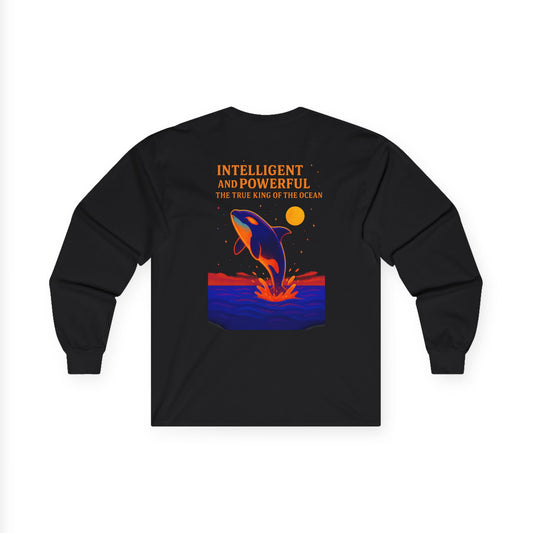 Unisex Long Sleeve Tee - Intelligent and Powerful Whale Design