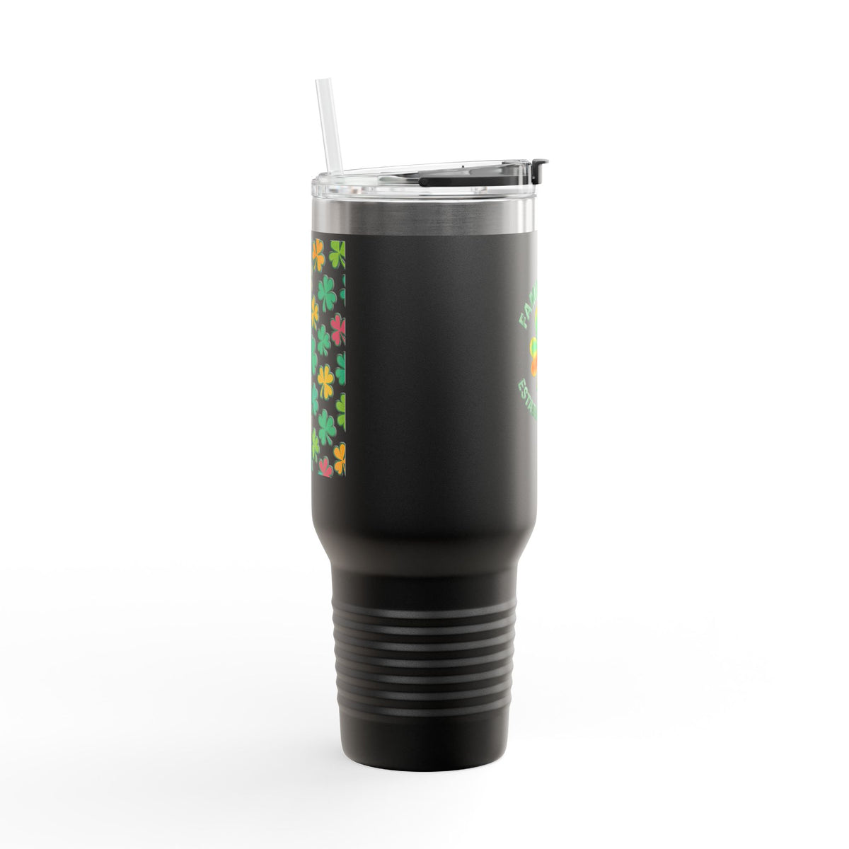 Personalized Insulated Travel Mug - Family Tyes with Shamrock Design - 40oz