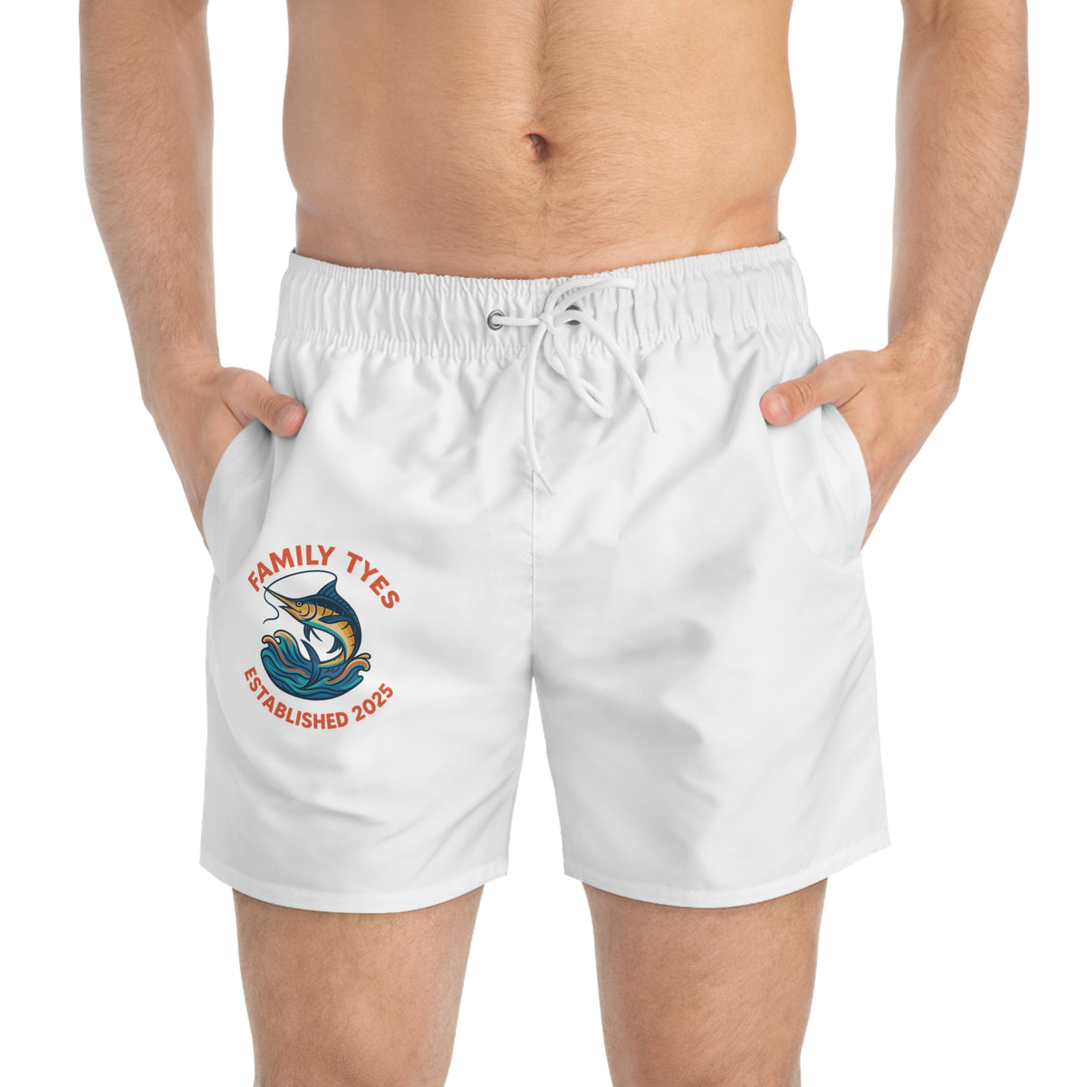 Ocean collection Family Tyes Fish Swim Trunks - ESTD 2025, Perfect for Summer Fun!
